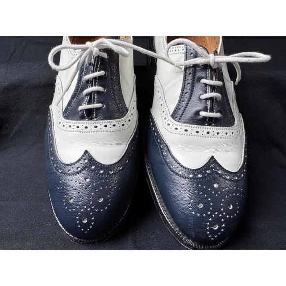 British Isles Collection Men's Brogue Shoes Black White Leather Size 7.5 - Picture 4 of 8